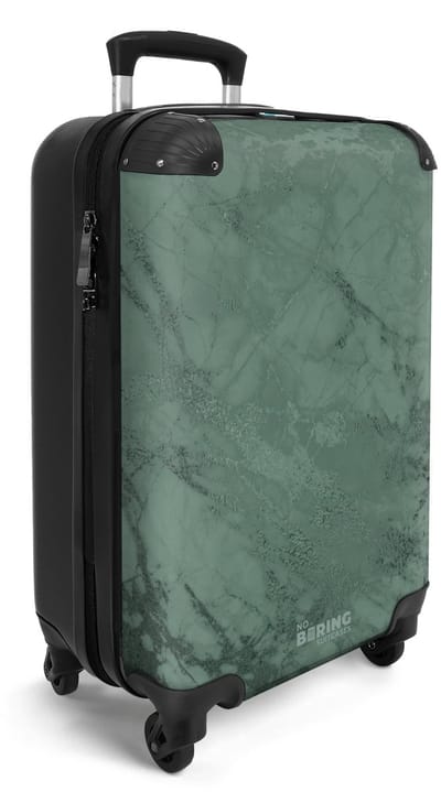 NoBoringSuitcases.com® - Handbagage koffer lichtgewicht - Reiskoffer trolley - Groen marmer - Rolkoffer met wieltjes - Travel suitcase cabin - Reistrolley met TSA slot - Past binnen 55x40x20 en 55x35x25 - Kleine valiezen