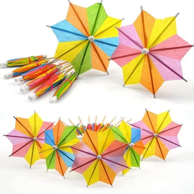 Dailygoods- Cocktaildecoratie 50 Stuks - Cocktailparapluutjes - Feestaccessoires - Achthoekige Decoratie - Kleurrijke Paraplu's - Ideaal voor Feesten - Cocktailparaplu