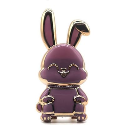 Support de téléphone portable pliable 3D pour voiture, anneau de traction, anneau de lapin violet