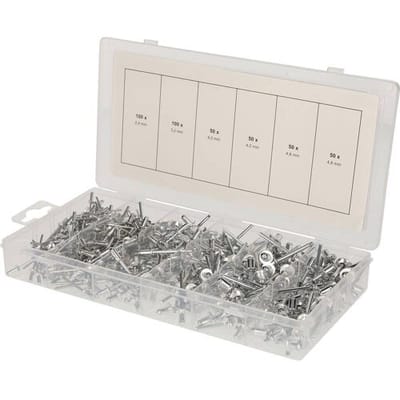 BRILLIANT TOOLS Assortiment Blindklinknagels 400dlg. 2,4 - 3,2 - 4 - 4,8 mm - BT066950
