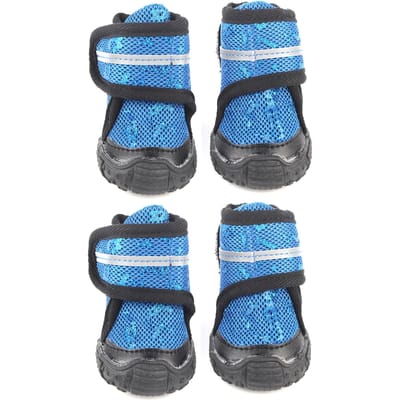 4PCS Chaussures pour Animaux Antidérapantes Respirantes Chaussures pour Chien avec Bandes Réfléchissantes pour Chiens Petits Moyens Grands