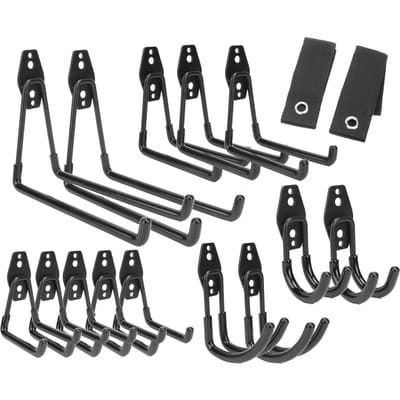 16 stuks Garagehaak Heavy Duty IJzeren Opberghoes met Antislipcoating voor het Ophangen van Ladder Tuingereedschap