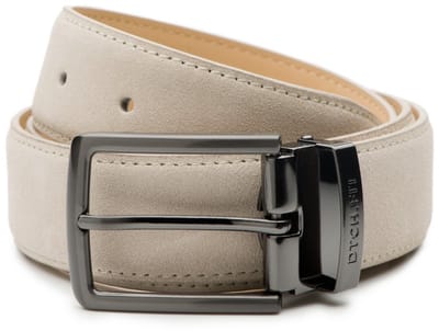 DTCH.FIT Suède riem Oliver Beige - verstelbare GunMetal gesp - 3,5cm breed - 85cm - Totale lengte 100cm & Kralen Armband Jack Beige one size - 2 Stuks