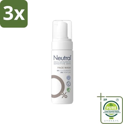 3 x Neutral – Gezichtsreiniging – Face Wash 0% Parfumvrij – 150 ml - Grootverpakking - Gezichtsreiniger - Huidverzorging - Gevoelige Huid - Milde Reiniging - Crème Verwijderen