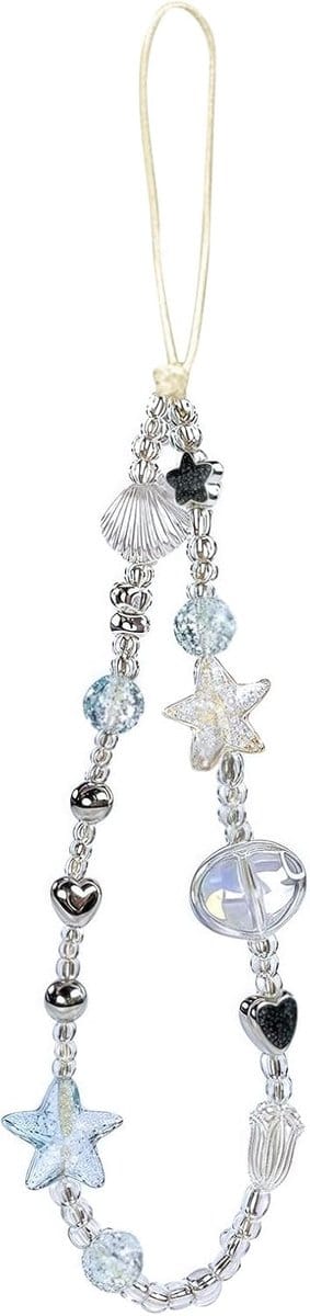 SnelShoppen - Pearl Camera Wristband, Cute Digital Camera Charm, Lanyard, Phone Charms Band, Anti-Loss Wristband in Blauw voor Camera, Telefoon, Sleut
