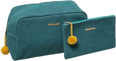 Set van 2x toilettassen/make-up/opberg tasjes petrol blauw - Reis/vakantie toilettassen/make-up etui