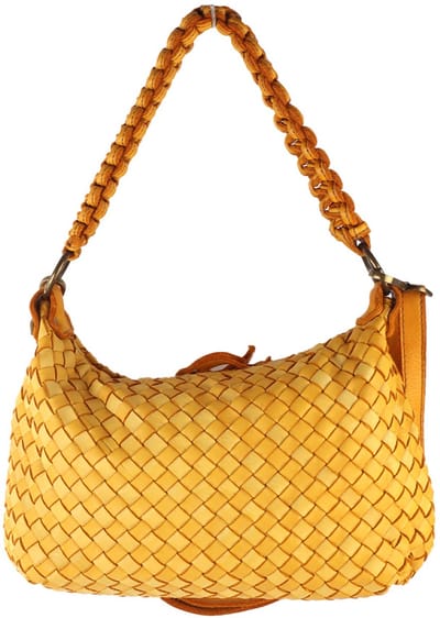 Giuliano gewassen lederen handtas Alessia - Dames - Made in Italy - Geel