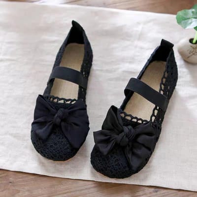 2025 Zomer gehaakte platte schoenen dames elegante ademende schoenen vrouw zachte mesh loafers dame casual enkelband platte schoenen vissersschoenen 35 gray