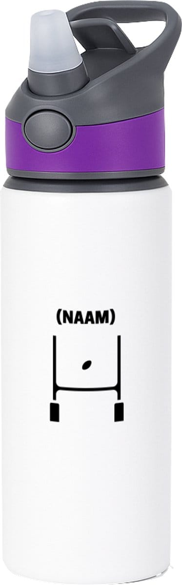 Hacebo® - Rugby met eigen naam waterfles met rietje paars - Rugby - Rugbyer - Sport - water fles - 650ML