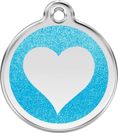 Red Dingo Hondenpenning 30 mm hart glitter aqua