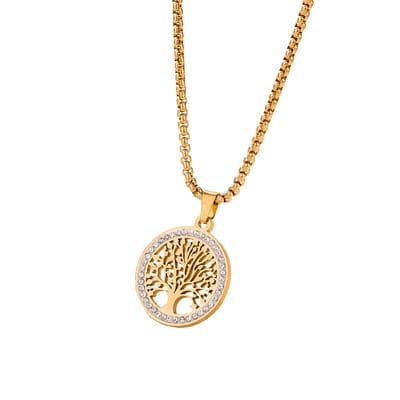 Welovesilver - ketting - tree of life - chirurgisch staal - goud - 58cm