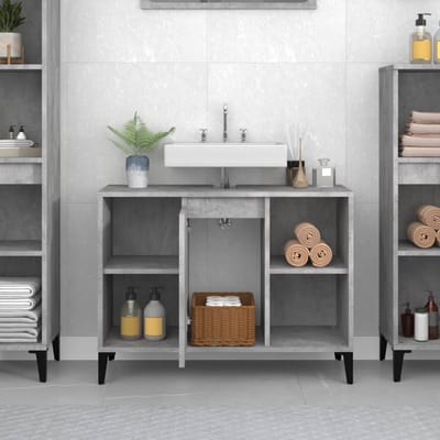 vidaXL - Wastafelkast - 80x33x60 - cm - bewerkt - hout - betongrijs