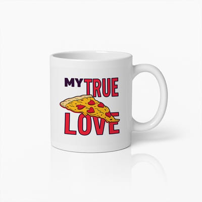 My True Love Pizza Grappige Witte Mok – Schattige Food Lover Cartoon Koffiemok 330 ml