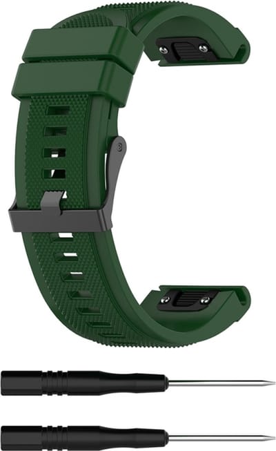 Siliconen bandje - geschikt voor Garmin Fenix 3 / 5X / 5X Plus / 6X / 6X Pro / 7X / 7X Pro / 8 (51 mm) / Quatix 3 / 6X / Tactix (7) / Enduro (2) / Descent Mk1 / Mk2(i) / Mk3i 51 mm / D2 / Delta PX / Mach 1 Pro / Epix Pro Gen 2 51 mm - legergroen