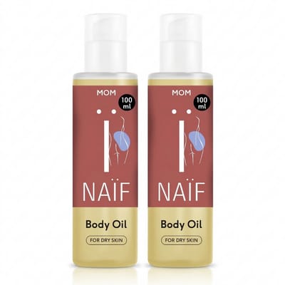 Naïf - Lichaamsolie - Lichaamsverzorging - Zwangerschap - Vegan - Verzachtend - 0% Minerale Olie - 2x100ml