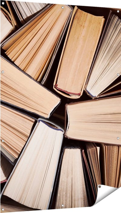 Gards Tuinposter Boeken Bladzijdes bij elkaar - 100x150 cm - Tuindoek - Tuindecoratie - Wanddecoratie buiten - Tuinschilderij
