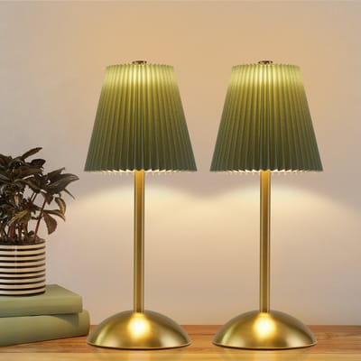NETTLIFE Tafellamp LED 2 Stuks - Groen - Touch Dimbaar 3 Kleurtemperaturen - USB Oplaadbaar Draadloos - Voor Eetkamer Slaapkamer Woonkamer Hotel Buiten