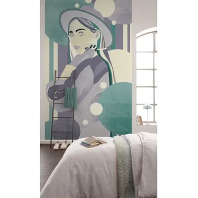 Fotobehang - Woman Hat Color 150x250cm - Vliesbehang