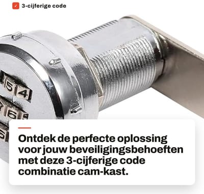 Dailygoods - 3-cijferige code combinatie cam-kast - Handige mechanische wachtwoordbeveiliging - Zilver - Codeslot - Duurzaam en veilig voor kast - Ges...