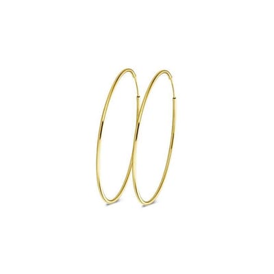 New bling 9NB-0566 Zilveren Oorringen - 30 mm - ronde buis - scharnier - Goudkleurig
