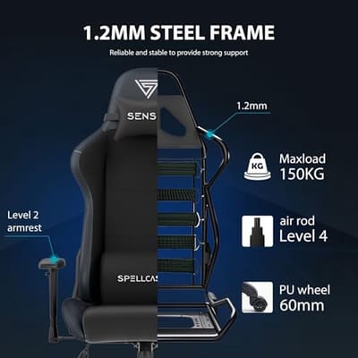 Ergonomische Gamingstoel met Eco-leer en Alcantara - 160° Neigbaar met Comfortabele Armleuningen - Ideaal voor Kantoor of Thuis