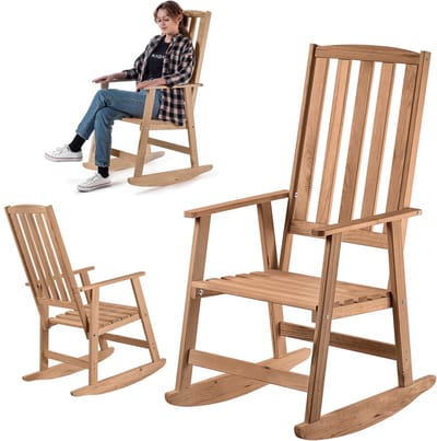 KADAX Houten schommelstoel gouden eik K12308