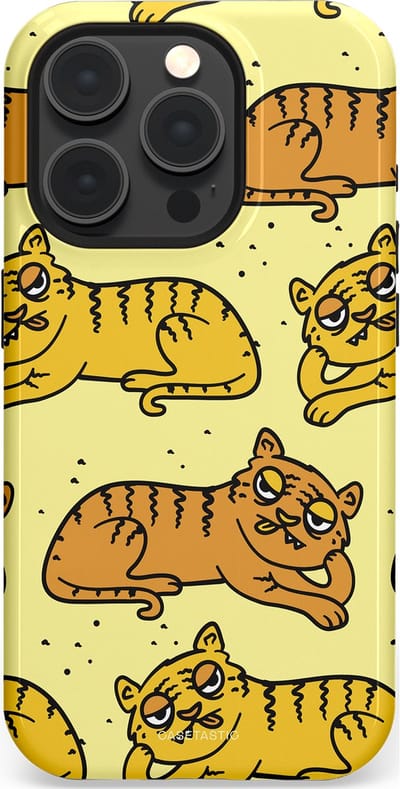 Casetastic hoesje geschikt voor Apple iPhone 15 Pro - MagSafe - Dubbellaagse bescherming - Tijger dromen - Fashion Case - Crème Goud Olijfgroen