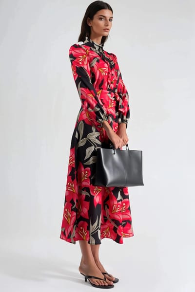 Floral Maxi-jurk met Strikdetail