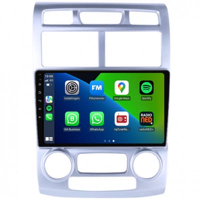 CarPlay autoradio voor Kia Sportage | 2004 t/m 2010 | Zilver | Android 13 | Draadloos Apple Carplay & Android Auto | 2GB + 32GB | 8-Core processor | Davilon | 2025 model | 2004 2005 2006 2007 2008 2009 2010 | Bluetooth & Wifi