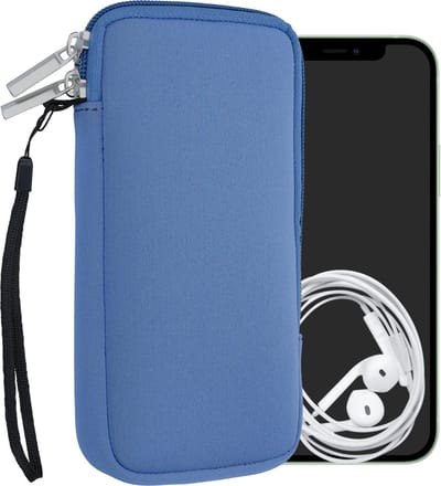 kwmobile telefoontasje universeel geschikt voor XL - 6,7/6,8" smartphones - 17,2 x 8,4 cm - Hoesje met rits en polslusje -In azuurblauw -