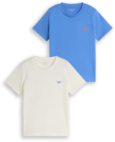Tom Tailor - T-shirt in set van 2 - Maat 92/98 - soft mid blue