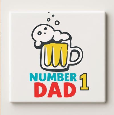 Number 1 Dad Bier Tegel – Grappige 15x15 cm Keramische Muurdecoratie | Perfect Vaderdag Cadeau voor Bierliefhebbers & Homebar Decoratie