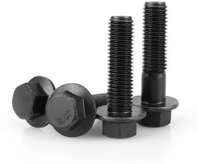 Zwarte Flensschroeven in Zwart Gelegeerd Staal met Volledige Draad M6x16mm - Set van 10 Stuks voor Diverse Toepassingen