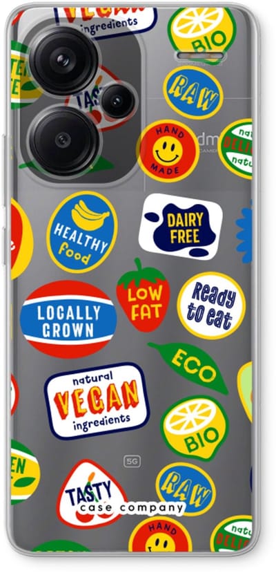 Case Company® - Hoesje geschikt voor Xiaomi Redmi Note 13 Pro plus hoesje - Fruitsticker - Soft Cover Telefoonhoesje - Bescherming aan alle Kanten en Schermrand