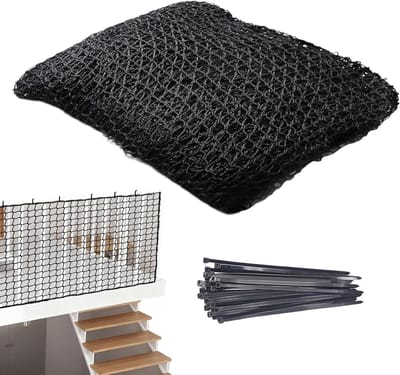 Balkonbeschermingsnet - Veiligheidsnet Kinderen - Kinderveiligheid Thuis - Consistente Maasstabiliteit - 200 x 800 cm - Zwart