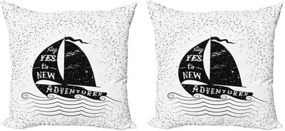 ABAKUHAUS Avontuur Kussenhoes Set – 2x40x40 cm – Dubbelzijdig – Zwart-Wit