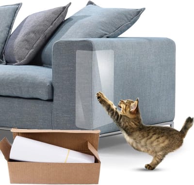 4 Stuks Meubelbescherming voor Huisdieren, Kattenkrab Tape, Bescherming voor Meubels, Sofa Hoekbeschermer met 30 Stuks Bekleding Spijkers - Wit