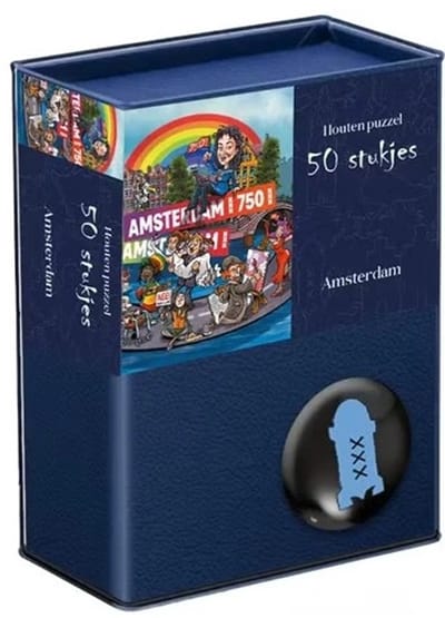 Houten Puzzel - Amsterdam 750 jaar - 50 puzzelstukjes 13,5×12cm (b×h) - Tucker's Fun Factory - Legpuzzel