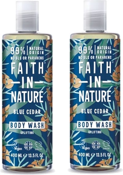 FAITH IN NATURE – Body Wash Blue Cedar – 2 pak – For Men – Natuurlijk - Revitaliserend