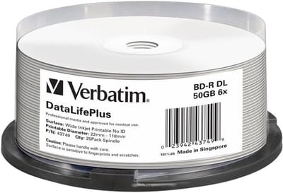 Blu-Ray Disc 50 GB opnamebare schijven, bedrukbaar oppervlak, 6x snelheid, 25 stuks