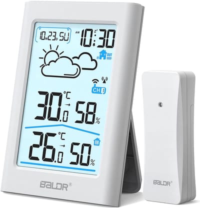 Weerstation Draasloos Binnen/Buiten - Digitale Weerstation - Zwart - DCF Radioklok - Binnen- en Buitentemperatuur - Voor Thuisgebruik