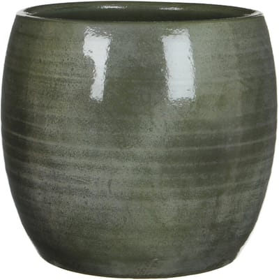 Mica Decorations Plantenpot - groen - glans - keramiek - 28 x 26 cm - plantenpotten binnen