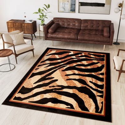 Tapiso Atlas PP Vloerkleed Bruin Zwart Woonkamer Tapijt Maat- 100x200