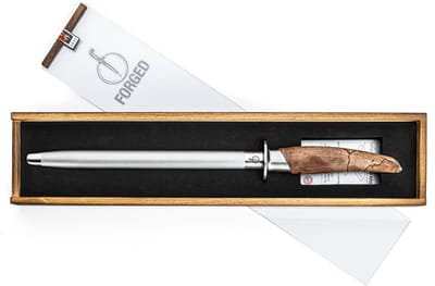 Forged Katai Aanzetstaal 26cm - Luxe Houten Kist - Diamant