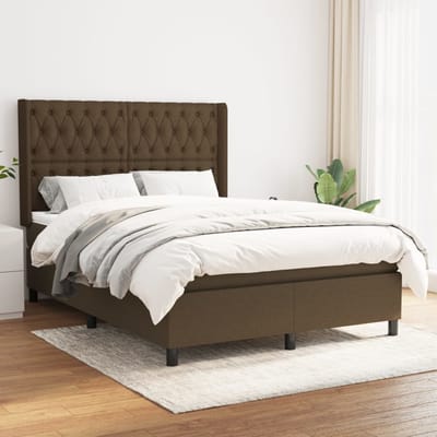 vidaXL - Boxspring - met - matras - stof - donkerbruin - 140x190 - cm