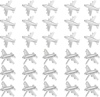 60x Decoratieve Vliegtuig Prikkers - Zilverkleurige Punaise voor Prikbord en Kaart