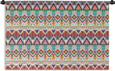 Wandkleed - Wanddoek - Azteken - Zuid-Amerika - Patronen - 180x120 cm - Wandtapijt