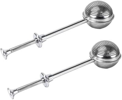 TOVBMUP 2 Stuks Tang voor theelepels - Theesieb met Telescoopgreep - 18x5cm - Gebruiksgemakkelijk en Makkelijk Schoon te Maken - Geschikt voor Losse Thee - RVS 304 - Compact en Draagbaar
