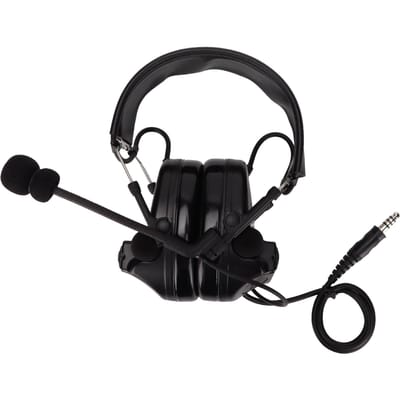 Militaire Koptelefoon Standaard 7.1mm Plug Gehoorbescherming Oorkap met U94 PTT voor Motorola GP338 zwart