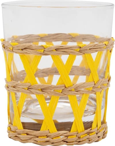 Waterglas - Tumbler Set van zes glazen - Geel - Coté Table glas Lacis met houder